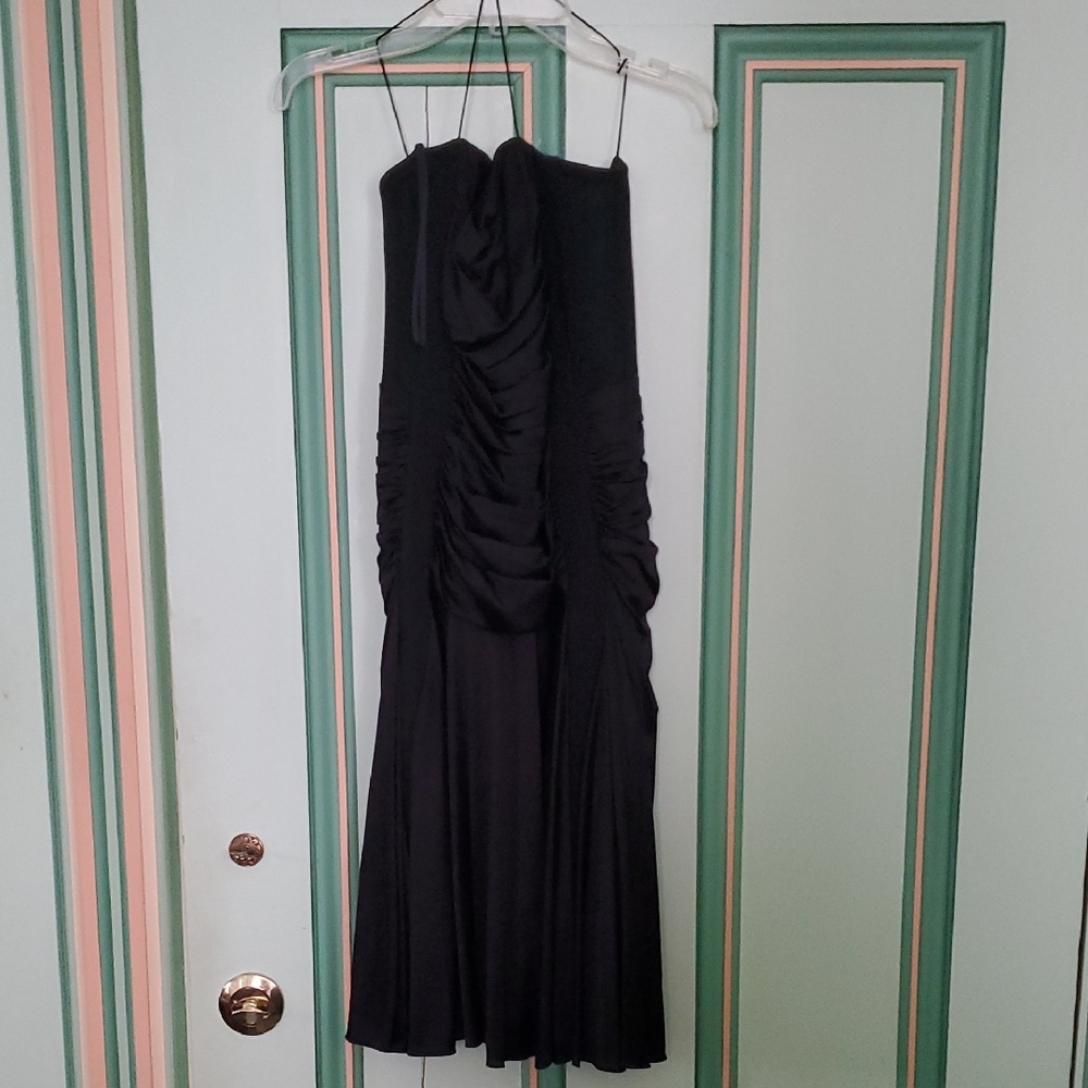 Elegant Sz 40 Alessandro Dell'Aqua Black Ruched Double Bonded Dress
